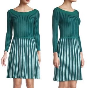 Emporio Armani Knit Three-Quarter Sleeve Two Toned Dress